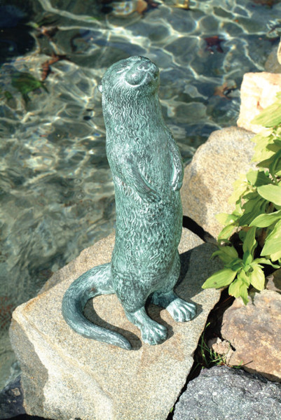 Otter Bronze Statue Spouting Water Feature Pump Add Fountain